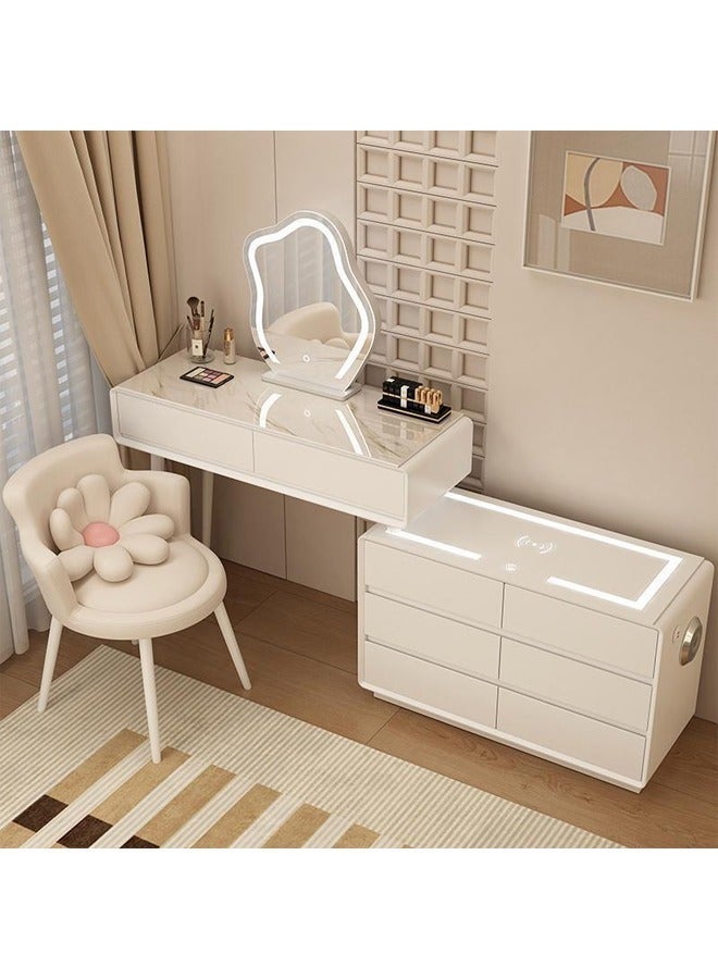 NKX Makeup Vanity Table Dressing Table Flip Mirror With Drawers And Chair With BT Speaker ,wireless charger and USB port 120CM - Image 1